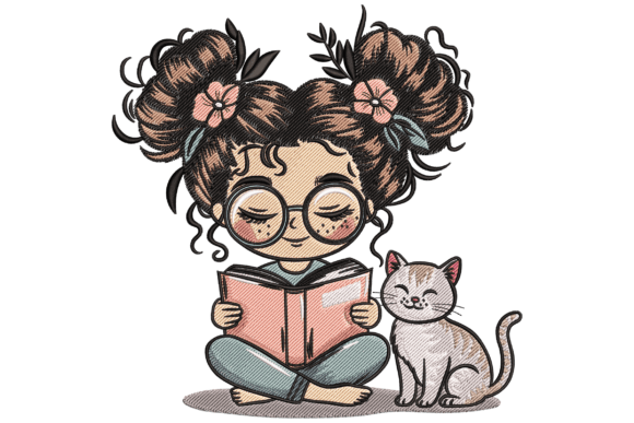 Reading Girl with Cat: An Embroidery Design Review